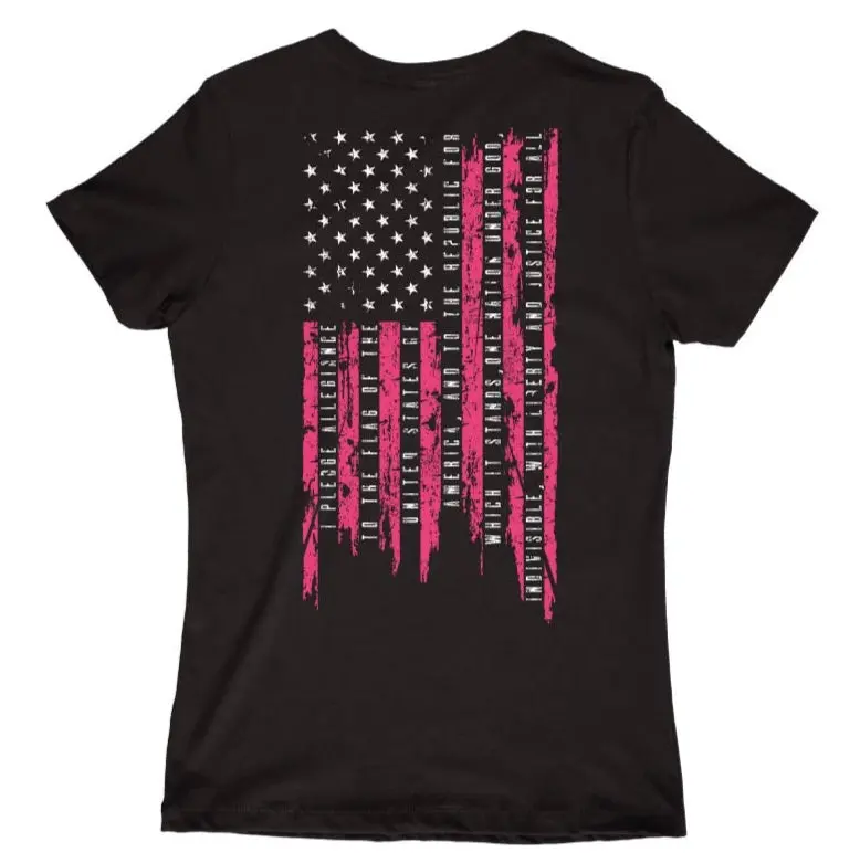 Howitzer Women's Allegiance Graphic T-Shirt - Premium Fit Short Sleeve Streetwear Top in 100% Cotton Jersey, Tshirt, Lady, Hand Drawn Art