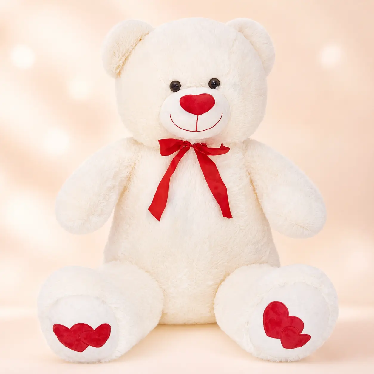 CHUBBYJOY 43In Giant Fluffy Fabric Stuffed Teddy Bear, Soft Long Plush Toy with Bow Tie, Hugging Pillow for Bedroom Decor, Cute Girl Gifts for Birthday Valentine Christmas, Fluffy Fabric Stuffed Toys