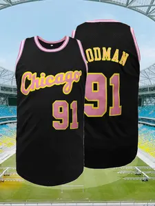 High-Quality Men's Chicago #91 Embroidered Basketball Jersey,Loose Breathable Sleeveless Crew Neck Tank Top Athletic Workout Tops for Basketball, Fitness, Running, Men Women Sportswear for All Seasons, Jersey Shirts Comfortable Athletic T