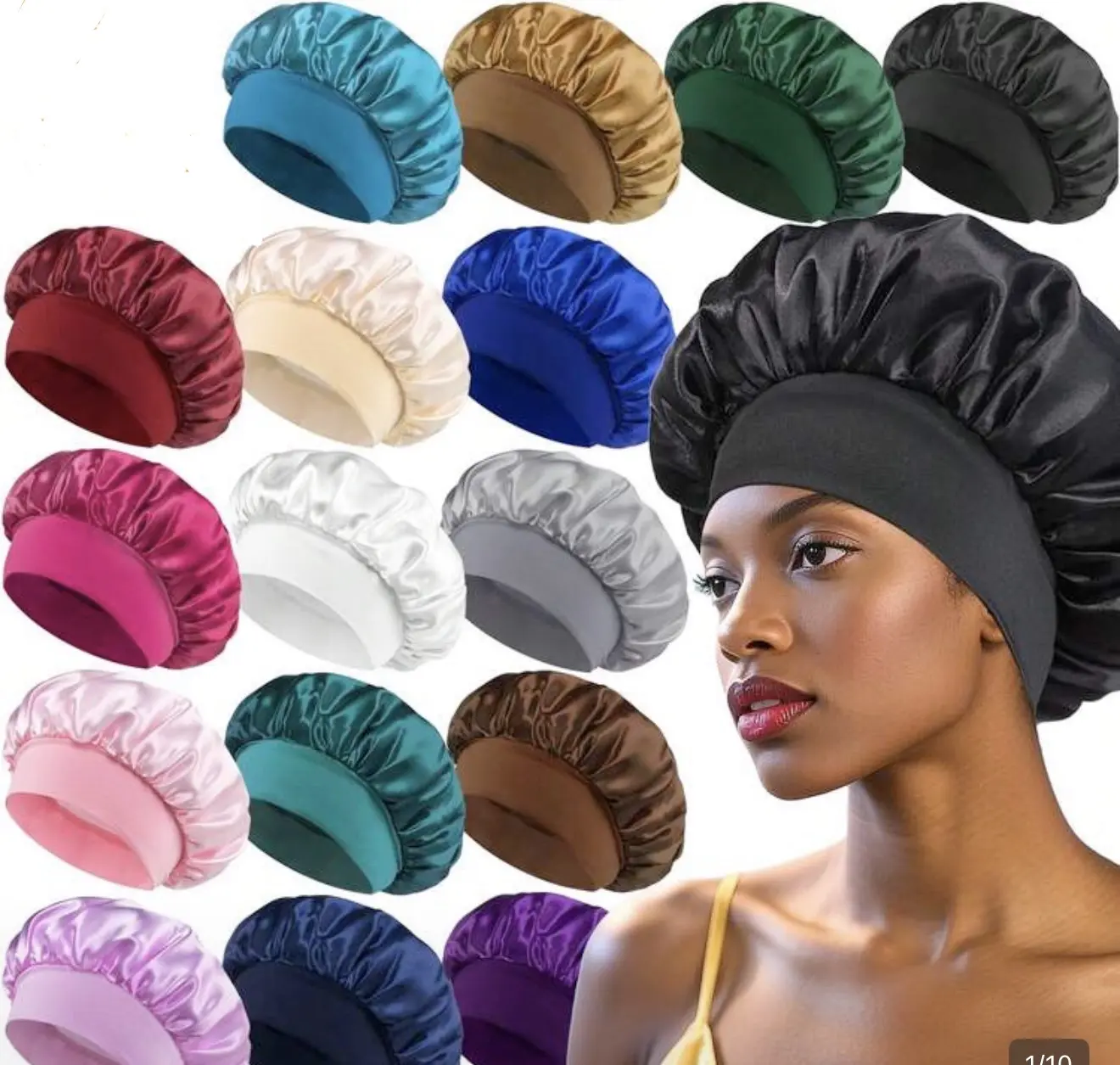 Women's Satin Sleep Bonnet - Breathable Haircare Accessory for Nighttime Curly and Natural Hair Protection, Curly Hair, Sleep Cap, Adults, Sleeping Bonnet Afro Klein Blue