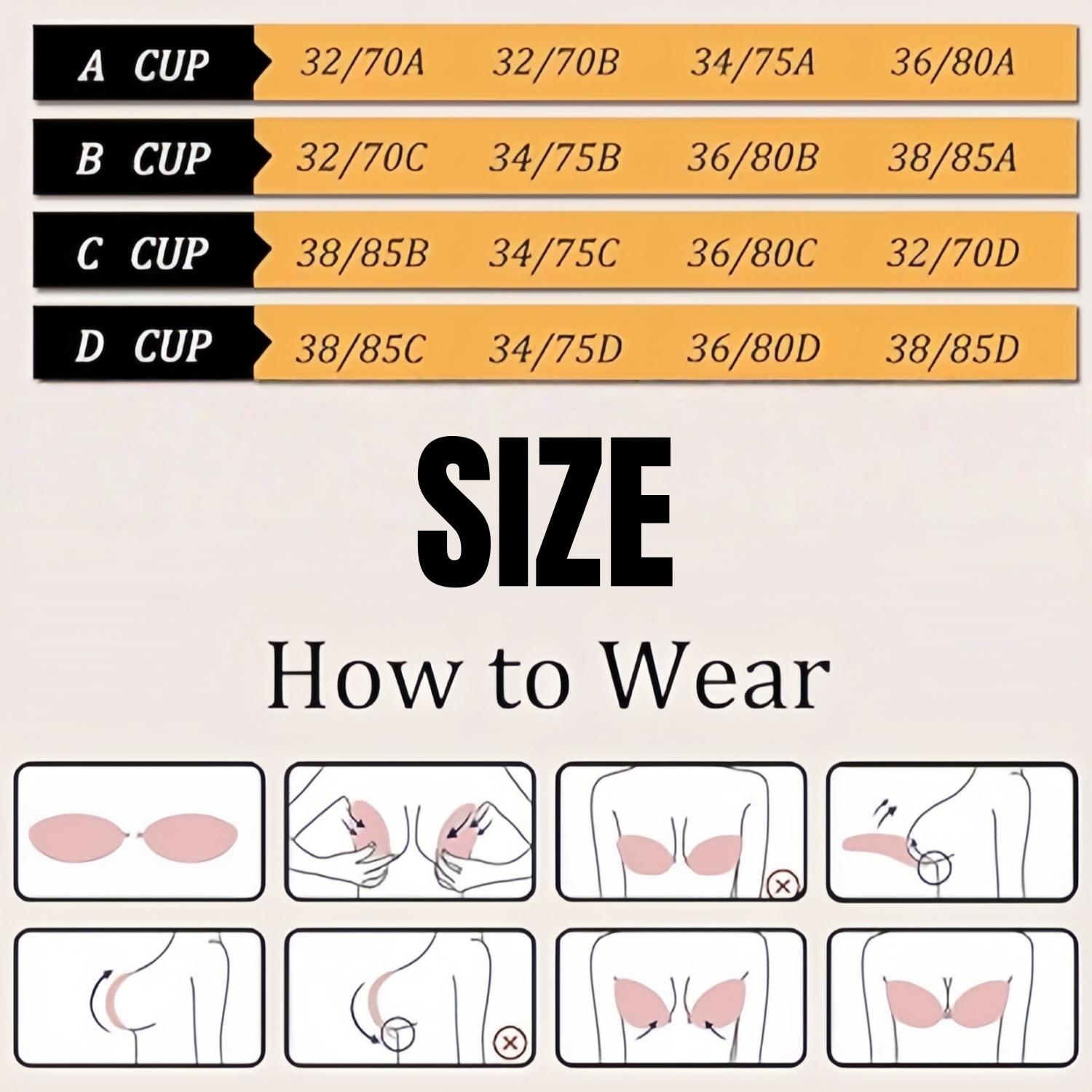 2 Pairs Invisible Strapless Adhesive Bra Backless Push Up Bra INSTANTLY INCREASE 2 CUP SIZES Reusable Sticky Cups Seamless Design Perfect for Strapless and Backless Outfits Womenswear Essentials, Mango Sticky Bra