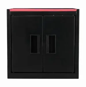 Hyper Tough Mini Tool Cabinet – 11.6-Inch Steel Storage Cabinet, Black, Double Doors & Non-Slip Top Mat