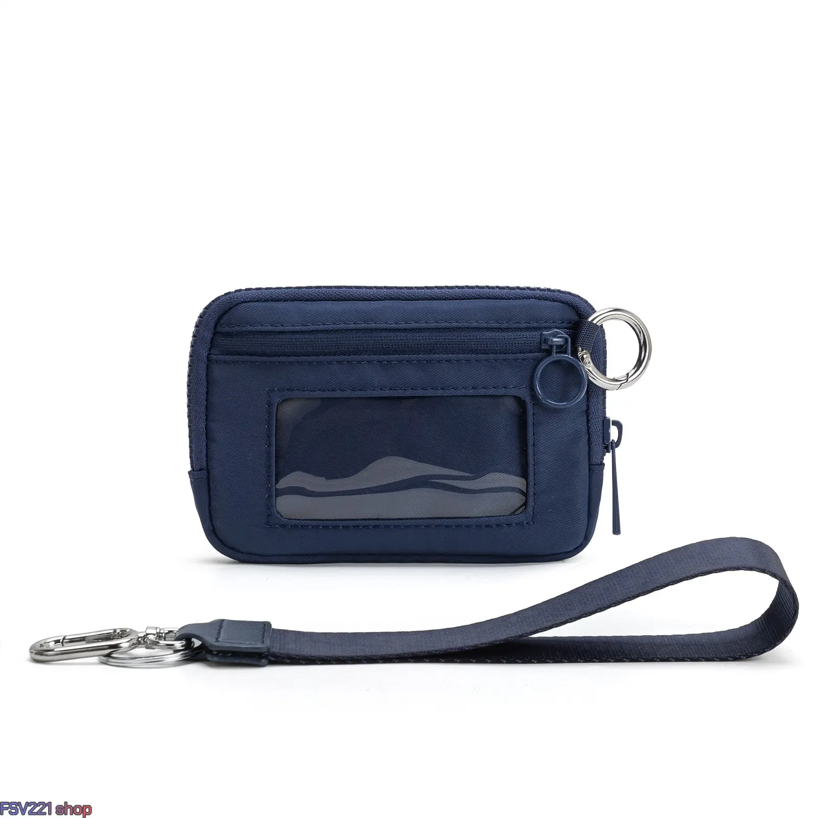 2nd Gen Minimalist Solid Color RFID Blocking Keychain Wristlet Wallet - Navy Anti-Theft Purse with Detachable Wristlet Pouch, Zippered Accessory, Durable Keyring, ID & Card Holder, Lightweight for Outdoor Adventures & Everyday Carry