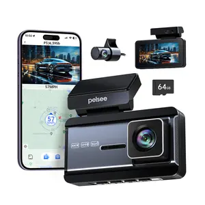 [FathersDayGift] Pelsee P3 4K Dash Cam Front and Rear, 64GB SD Card, 4K+1080P Dual Dash Camera for Cars with Wi-Fi, GPS, ADAS, BSD, LCA, 3’’ IPS Display Car Camera, APP & Voice Control, Night Vision, 24H Parking Mode