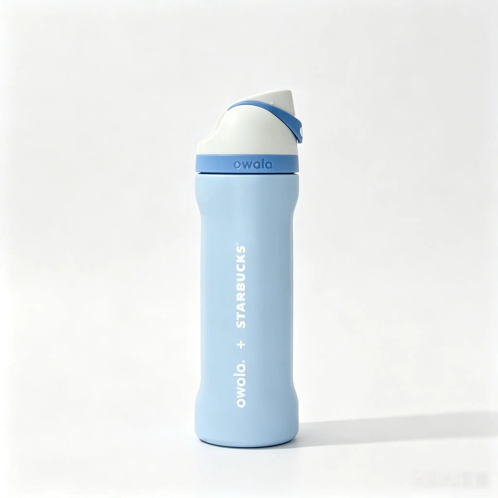 Owala 24oz Modern Light Blue Stainless Steel Fully Insulated Leakproof Traveler Tumbler Water Cup with Lid, Vacuum Flask, 24H Cold Retention, Ideal for Coffee & On-the-Go Use, Snowflake Christmas Drinkware, Men's Dad Gift with Silly Goose Freesip Feature