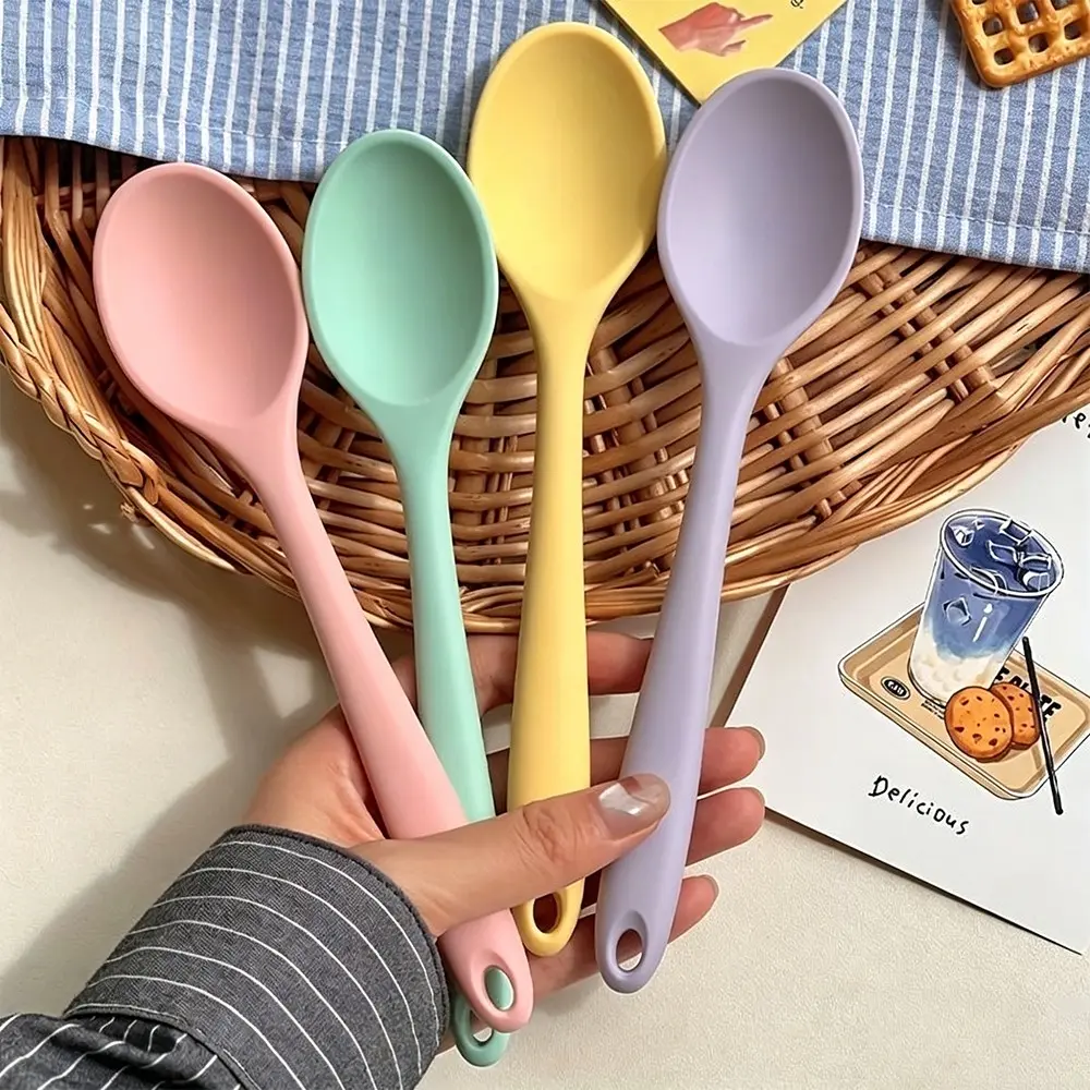 4-Piece Heat-Resistant Non-Stick Kitchen Spatula Set, 8-Inch Silicone Spoon, Soup Spoon, Rice Spoon, Adult Spoon, Kitchen Accessories, Silicone Cooking Utensils