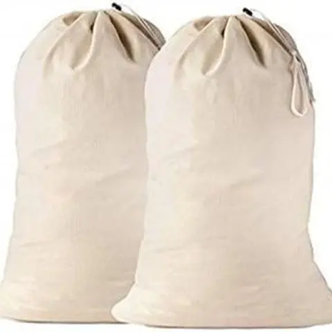 QUBALINENZ 2 Pack - Extra Large Cotton Laundry Bag, Heavy Duty Large Laundry Bags 24 x 36 inch XL Drawstring Travel Organizer Bag Fit Hamper Basket Camp Home College Dorm Tear Resistant Dirty Cloth Big Storage Accessories Washable