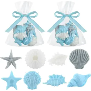 200g Sea You Soon Baby Shower Decorations Seashell Decorative Mini Soaps 8 Styles Ocean Starfish Shell Decor for Bathroom Under the Sea Birthday Party Gifts Baby Shower Favors
