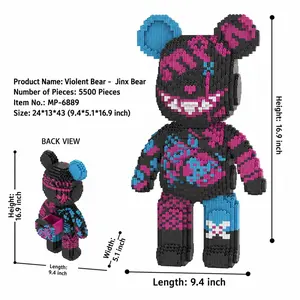 Bear Building Blocks Set – Creative Gift for Adults & Teens, 3D DIY Model Kit for Stress Relief, Home Office Decor, Compatible with Lego