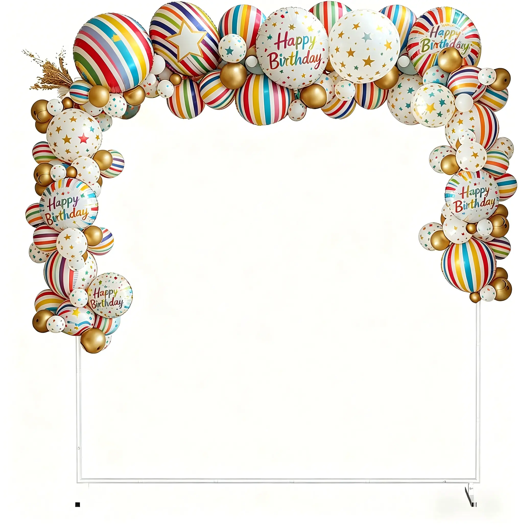 6.6x6.6 ft Heavy Duty Steel Backdrop Stand - Single Unit Square Arch Frame, Adjustable Vinyl-Compatible Support for Weddings, Minimalist Balloon & Flower Decor (High Load Capacity), Flowers