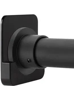 Black Shower Curtain Rod Holder Wall Mount Adhesive Shower Tension Rod