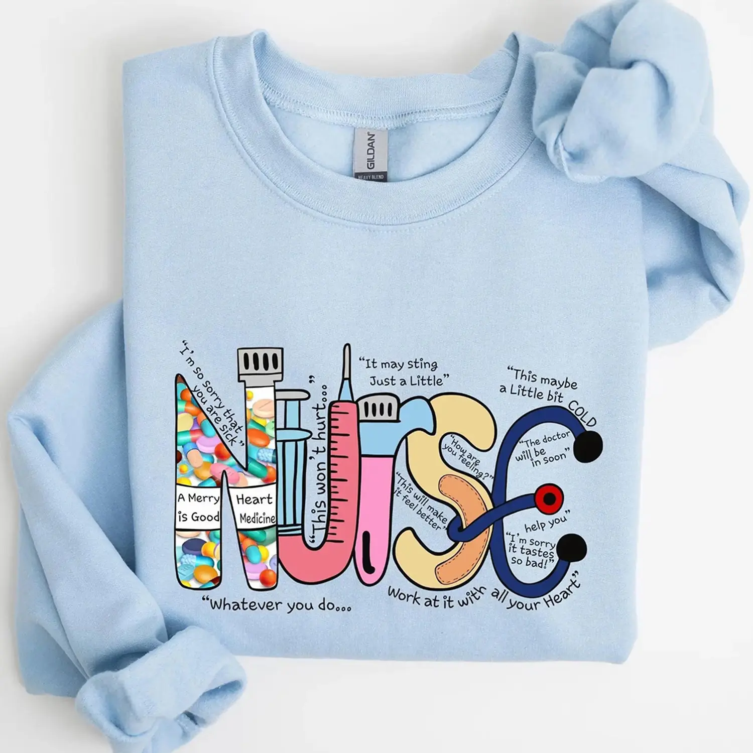 Nurse Doodle Shirt, Funny Nurse Life Sweatshirt, Cute Medical Graphic Shirt, Nursing Sweatshirt Gift, RN Appreciation Apparel