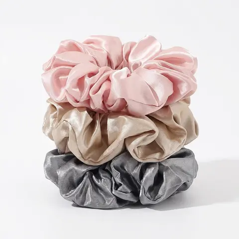 Women's 3pcs Gentle Satin Bow Ribbon Headbands & Scrunchies (5.6 inches) - No Crease, Frizz Control, Rich Color Retention, All-Hair-Type Friendly, Headbands for Women, Hair Tools for Commute/Business/Engagement (Assorted)