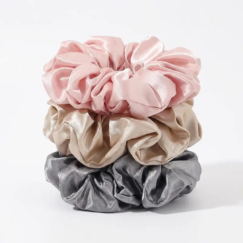 Women's 3pcs Gentle Satin Bow Ribbon Headbands & Scrunchies (5.6 inches) - No Crease, Frizz Control, Rich Color Retention, All-Hair-Type Friendly, Headbands for Women, Hair Tools for Commute/Business/Engagement (Assorted)