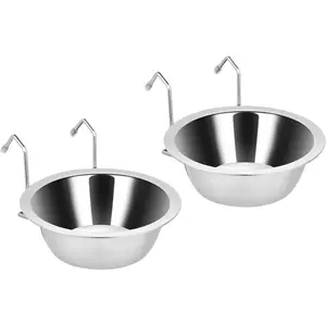2PCS Kennel Water Bowl Hanging,Stainless Steel Puppy Bowls for Small Dog Cage,Kennel, Crate, Catio Accessories,Dog Crate Water Bowl Dish Feeder Food Holder No Spill(8oz/1cup)
