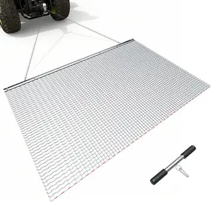 6.6x4 ft Galvanized Steel Drag Harrow, High-Efficiency ATV/UTV/Truck Attachment with Tow Chain, Durable Steel Mesh Drag Mat for Gravel Ruts, Farm Field Leveling