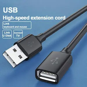 2-Pack USB Extension Cable Set, Durable USB 2.0 Male-To-Female Data Line Compatible with PC TV & External Hard Drive Connections