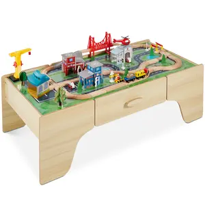Best Choice Products Kids 70-Piece Train Table, Large Multipurpose Wooden Playset w/ Reversible Table Top Best Choice Products Kids 70-Piece Train Table, Large Multipurpose Wooden Playset w/ Reversible Table Top