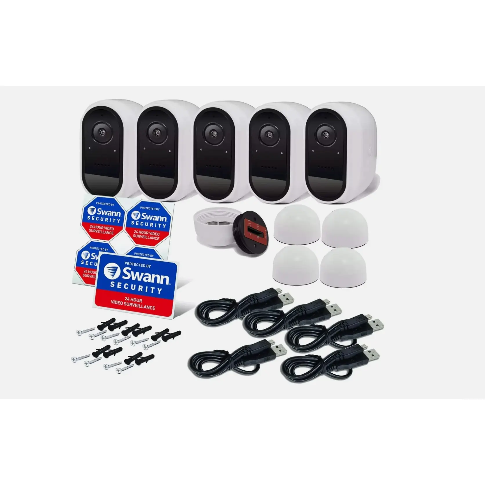 Swann Wire-Free 1080p HD Smart Security Camera System 5-Pack | Alexa & Google Assistant | Factory Sealed
