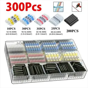 300pcs Welding Seal Wire Connectors Heat Shrink, Waterproof Welding Connector Kit, Durable Reliable Connectors, Suitable for Cars, Boats, Insulated Solder Rings
