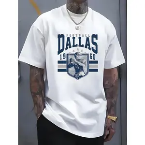 "DALLAS" Letters, Patterns, Printed Men'S T-Shirts, Men'S Novel Pattern Design T-Shirts, Summer Casual And Comfortable T-Shirts, Fashionable Short-Sleeved Comfortable And Versatile Summer T-Shirts, Adventure Golf Gift T-Shirt For Men And Women.