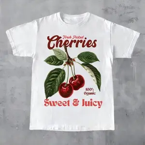 Retro Cherries Commercial Graphic Shirt, Vintage Cherry T-Shirt, Unisex Tee, y2k Style Tshirt, Cool Gift For Him & Her Top Womenswear