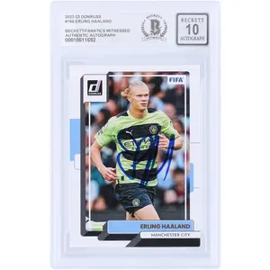 Erling Haaland Manchester City Autographed 2022-23 Panini Donruss #160 Beckett Fanatics Witnessed Authenticated 10 Card - Fanatics Authentic Certified