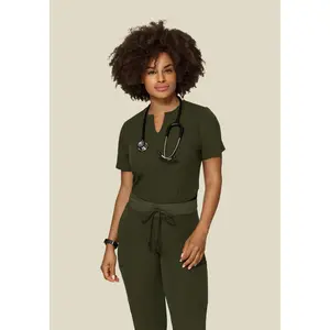5 Pocket Notch Neck Top Olive