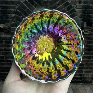 Colorful Iridescent Jianzhan with Phoenix Motif Vintage Bowl Moon Bowl Heritage Square Bowl Durable Kitchenware Tableware Bowls Handcrafted Porcelain Artistry Serving Dish