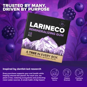 Larineco️ - Berry Remineralizing Gum with Nano Hydroxyapatite & Xylitol – Sugar-Free, Dye-Free, Aspartame-Free – Natural Base – 18 Pieces
