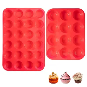 1pc 12 Cups/24 Mini Cups Silicone Muffin Pan - Nonstick Cupcake Pan, Regular Size Silicone Mold for Baking Cupcake, Tarts, Egg Bites, Bakeware Silicone Baking Molds