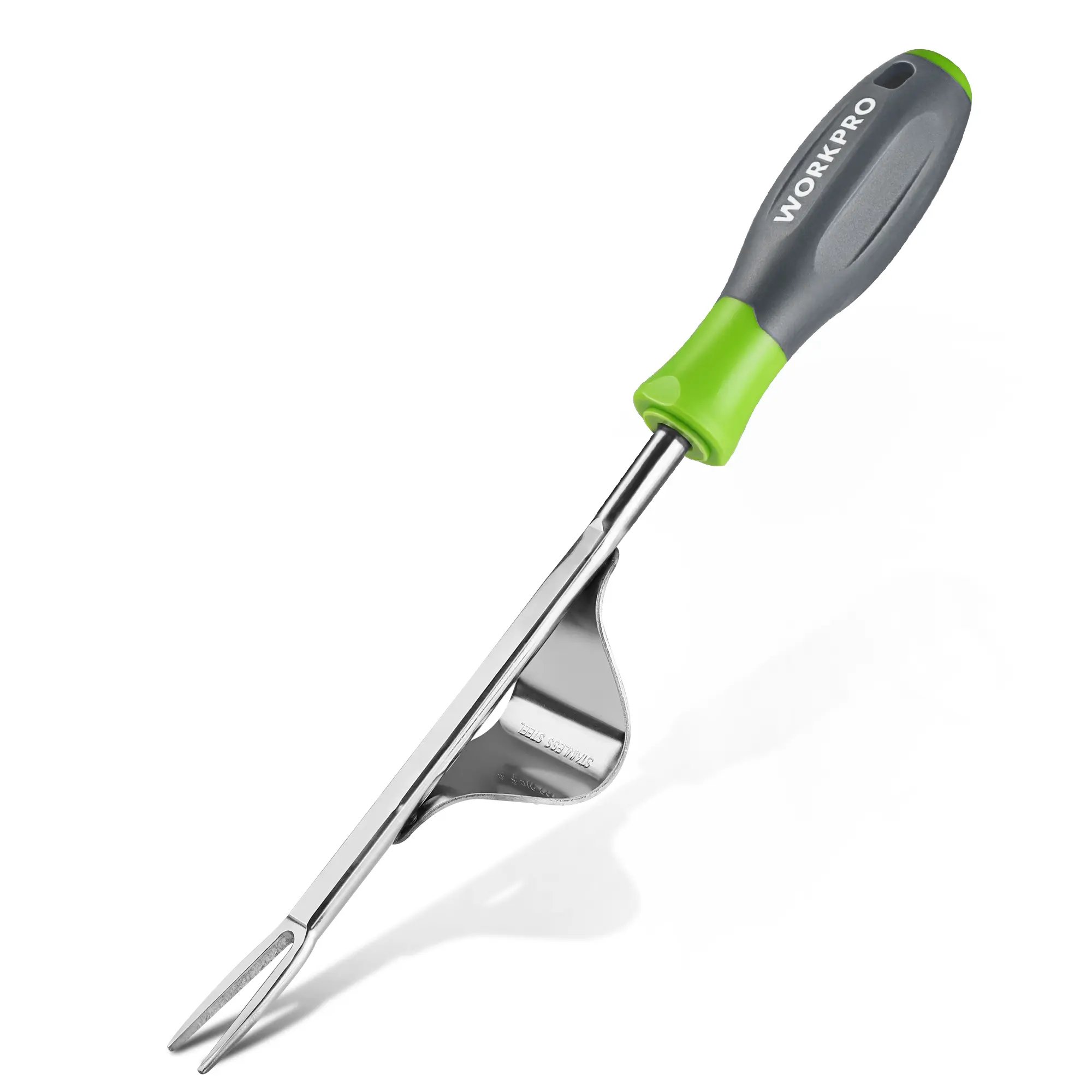 #backtoschool WORKPRO Weed Puller Tool, Metal Leverage Base and V-Shaped Forks for Easy Weed Removal & Deeper Root Digging, Heavy Duty Stainless Steel with Soft Handle, Manual Hand Weeder for Gardening