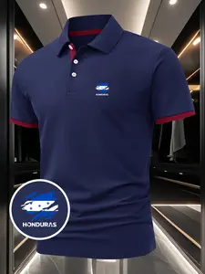 Honduras National Flag Print Men's Polo Shirt - Stylish & Versatile, Comfortable & Breathable Fabric, Ideal for Summer Outdoor Sports & Daily Wear, New Style Casual Sports Collared Shirt