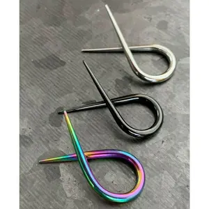 PAIR of Unique Surgical Steel Twisted Tapers in Silver, Black and Rainbow - Gauges 14g (1.6mm) thru 10g (2.4mm)