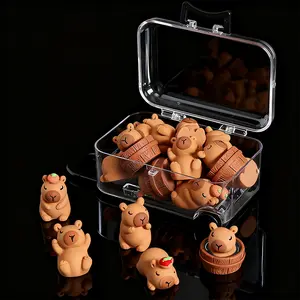 12pcs Resin Capybara Figurines + 1 Mini Luggage Box Set, Cute Animal Design, Collectible Figurine, Random Shipping, Capybara Decorations for Home Office Desk