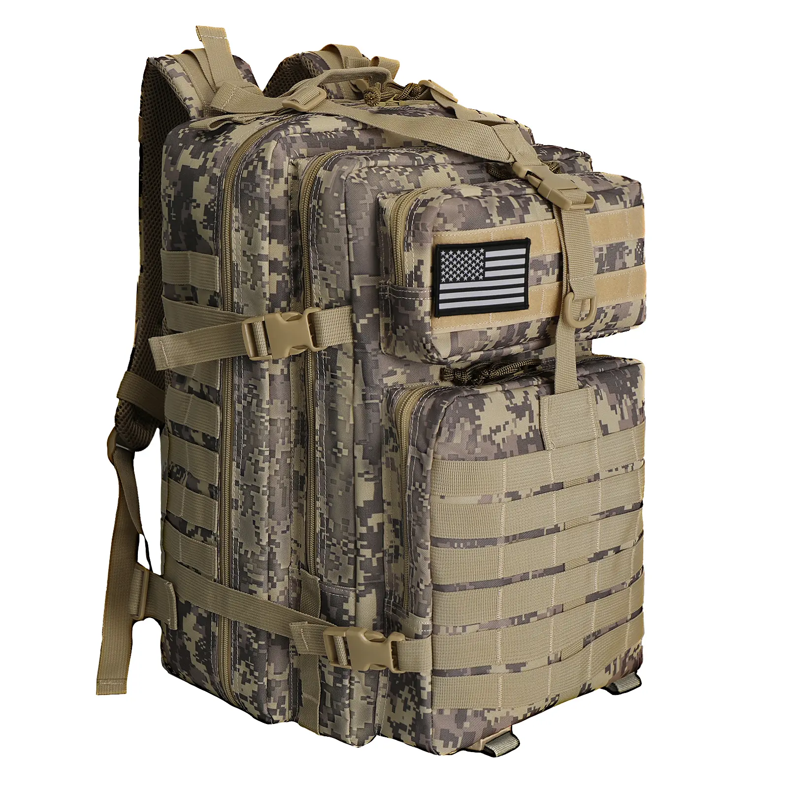 45L Tactical Backpack, Waterproof Army Style Travel Bag with MOLLE System & Laptop Sleeve, Durable Gear for Hiking & Camping, Durable Outdoor Rucksack