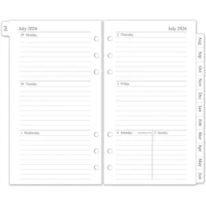 2026-2027 Weekly & Monthly Planner Refill A6 Small Size 6-Hole Punched Planner Inserts with Monthly Tabs 3.8"x6.8" July 2026 - June 2027