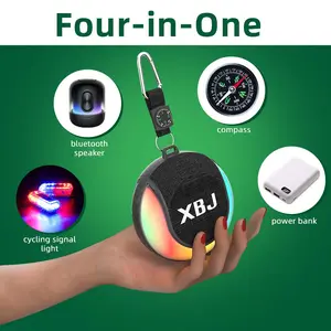 XBJ Mini Bluetooth Speaker with LED Lights & Compass - Waterproof, Rechargeable, Portable, Four-in-One Gift for Travel, Birthday, Christmas Micro subwoofer bluetooth speakers
