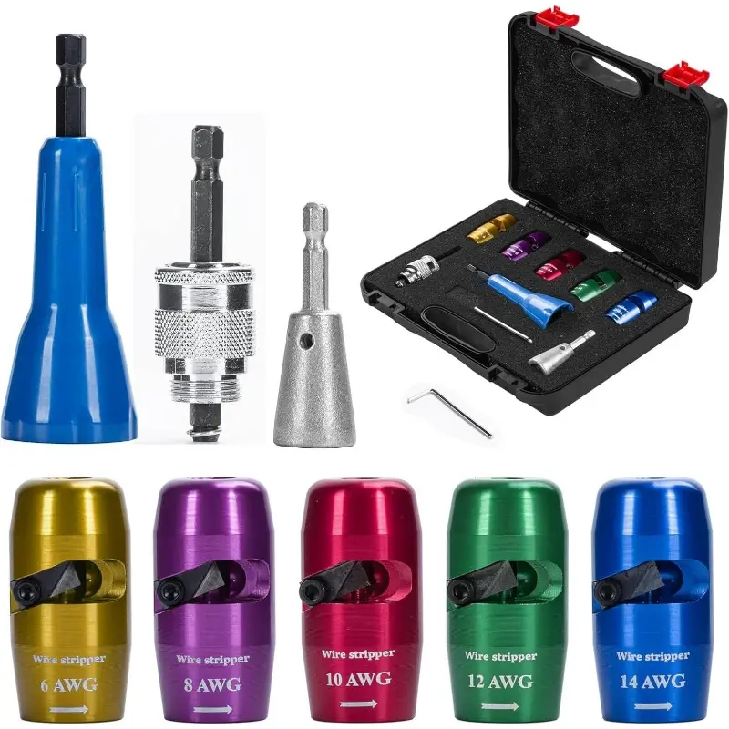 Wire Stripping for Drill US Regulations,Wire Stripping Tool & Wire Twisting ConnectorSet,Wire Twister Tool for Drill, 9 in 1 Quickly DrillWire Stripping Professional Electrician Tools Set(8pcs) Gifts for Dad,Valentines Day Gifts Men Easte