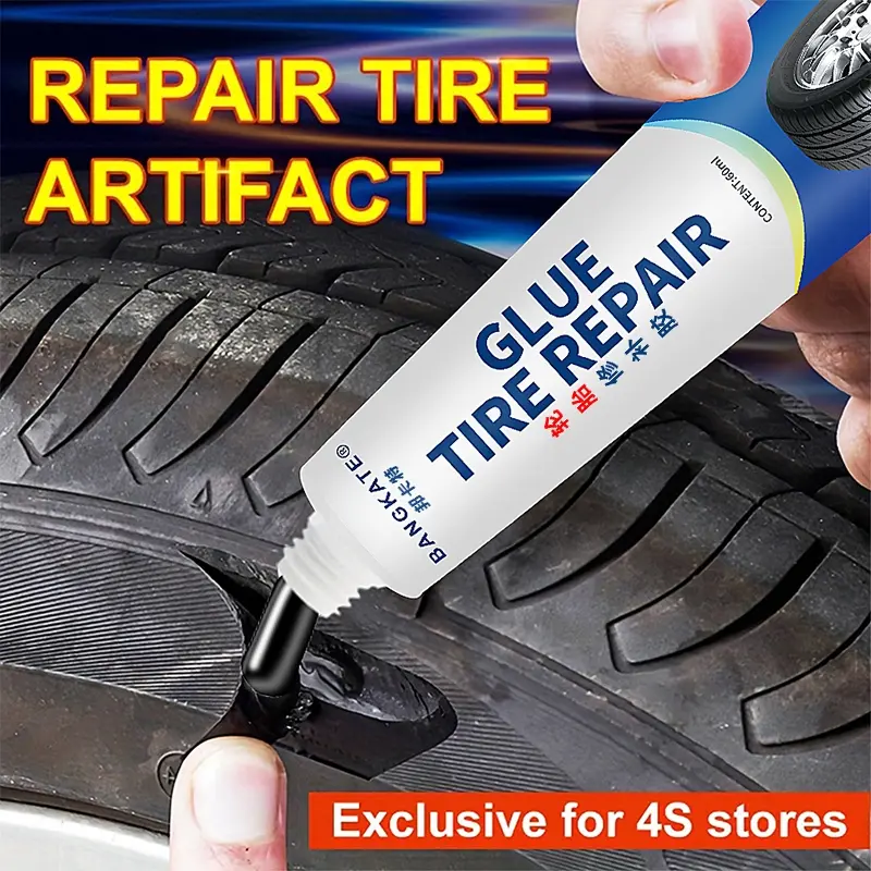 Rapid Tire Repair Glue, Tire Sealant, Tyre Sealant, Quick Durable Fix for Cars & Bikes, Universal Fit, Effortless Application, Complimentary Tools Included