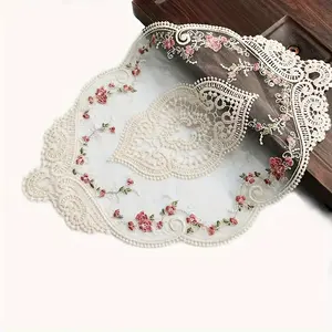 4pcs Vintage Classic Floral Lace Placemats - Embroidered Cutwork Table Centerpiece for Home Office Decoration