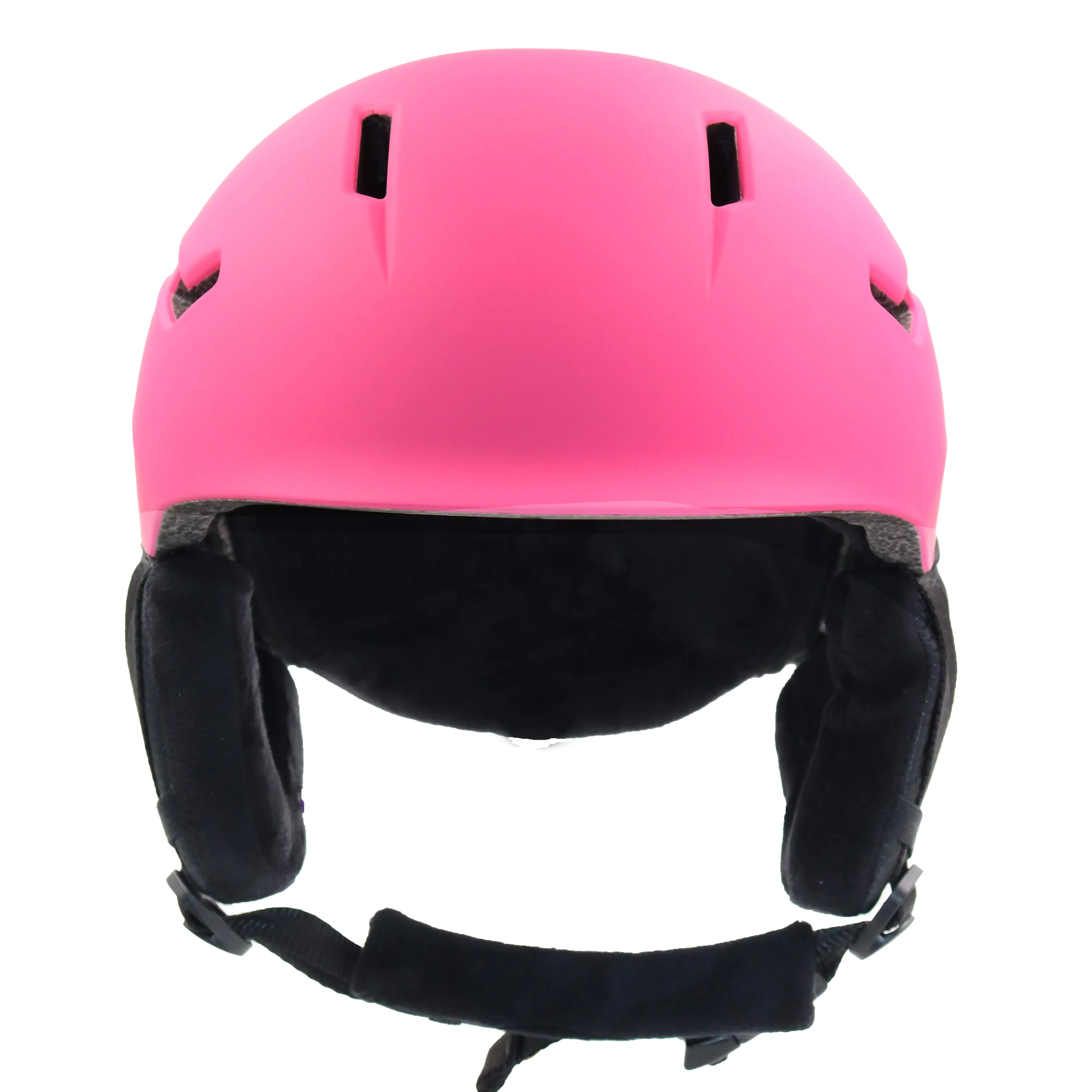 2026 New Matte Pink Ski Helmet CE EN1077 Safety Standard Shock Absorbing EPS Liner Detachable Warm Earflaps Multi-Vent Breathable Snowboard Helmet with Goggle Retainer Dial Adjustable Fit for Adult Men Women Winter Mountain Skiing Sports