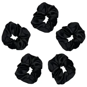 Christmas Gift  Blush Satin Scrunchies 5 Pack  Ultra Soft Hair Ties for Frizz & Breakage Prevention, Gentle Hold for Day & Night Use