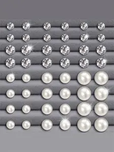 Faux Pearl & Rhinestone Decor Stud Earrings Set, Fashionable Earrings for Women & Men, Trendy All-match & Exquisite Jewelry for Birthday Gift, Studs Earrings