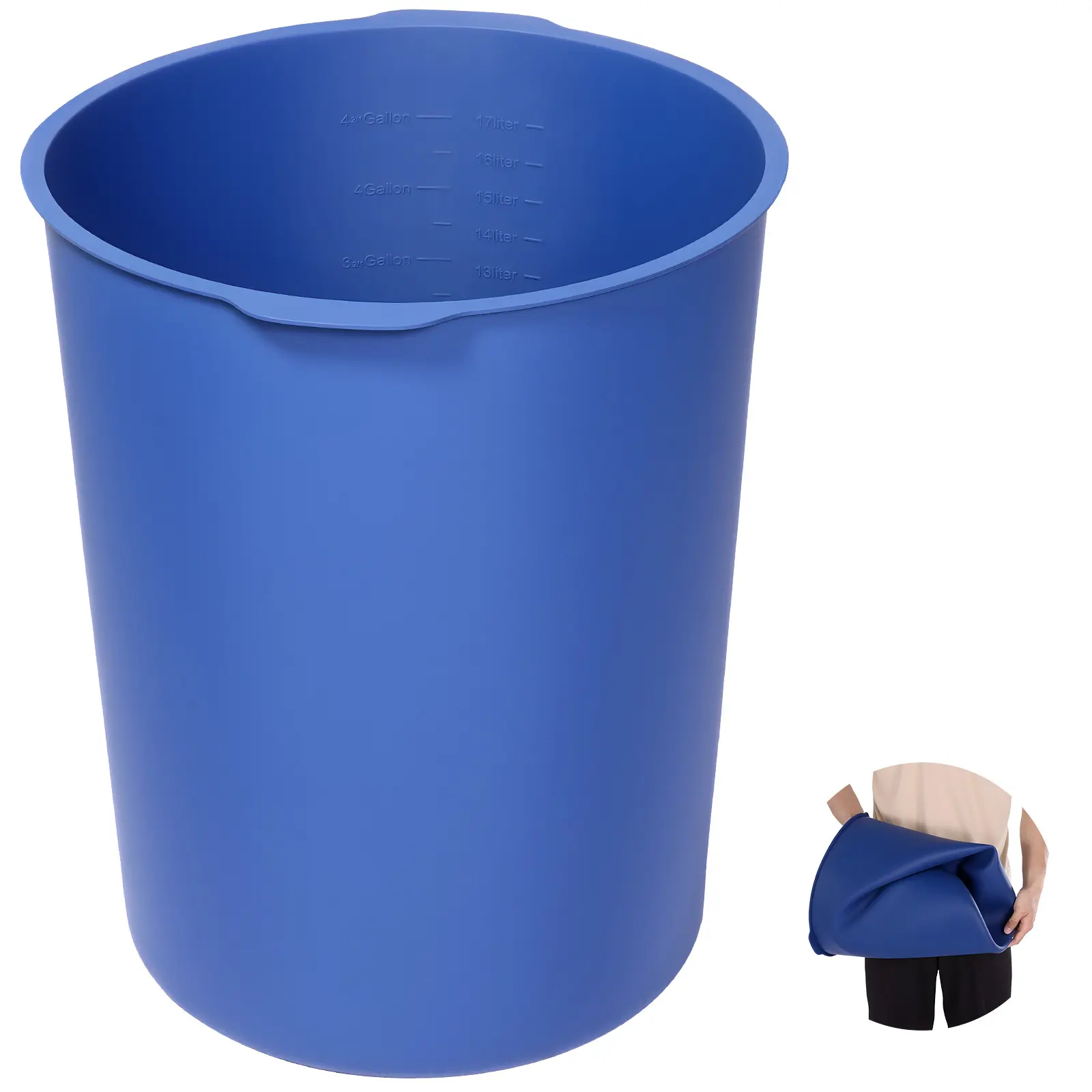 【SummerFinds】VEVOR 5 Gallon Bucket Liner for Concrete Mix, Reusable Silicone Mortar Bucket Liner for Thinset Paint Concrete Epoxy Mixing, Heavy-duty Grout Mixer Insert Tool with Graduated Measurements, Blue