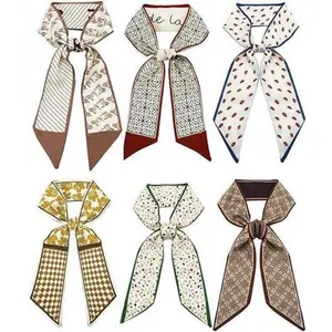 6PCS Mixed Fashion Ribbon Scarf for Hair, Handbag Handle Scarf, Purse Scarf for Women Hair Accessories Bag Accessories Bag Scarf Handbag Scarf for Women Ladies Fashion Accessories