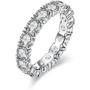 1pc 5-10# S925 Silver 3.0mm GRA Moissanite D-VVS Eternity Wedding Band Women Silver romance themed jewelry,glam fashion accessory Geometric Ring