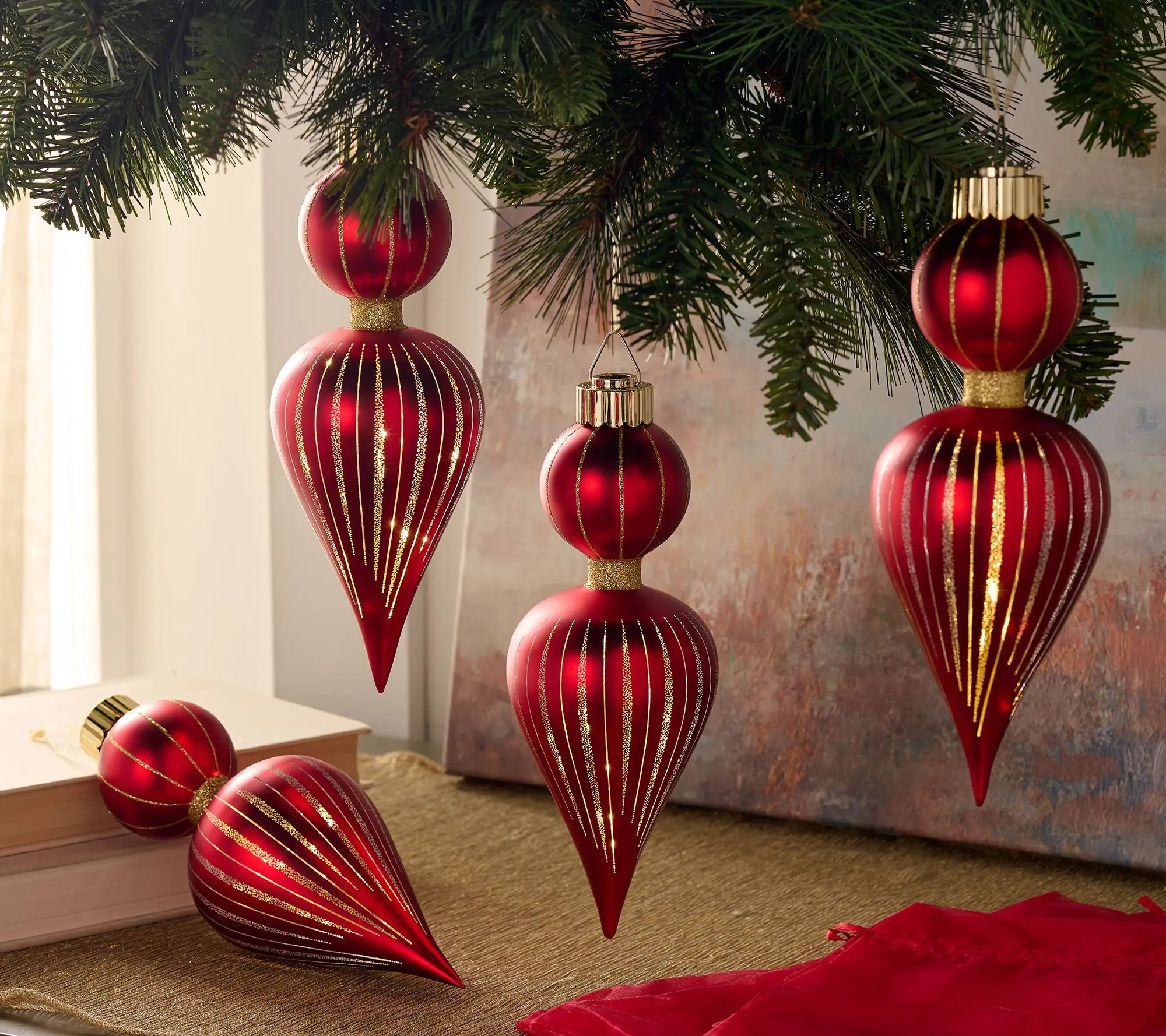 Set of (4) 9.5" Starry Night Ornaments w/ Sheer Bags by Valerie