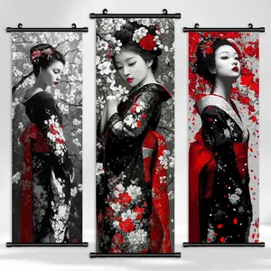 1-3 Counts/set Canvas Hanging Painting, Japanese - style Geisha Theme Posters, Perfect Living Room Decor, Fashion Home Posters, Office, Room, Bedroom Decor, Pattern Wall Art, High Definition, Waterproof, Print, Artwork