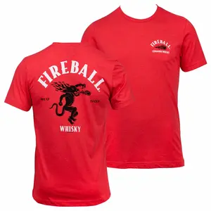 Fireball Whiskey Red Hot Logo Front And Back Print T-shirt Red